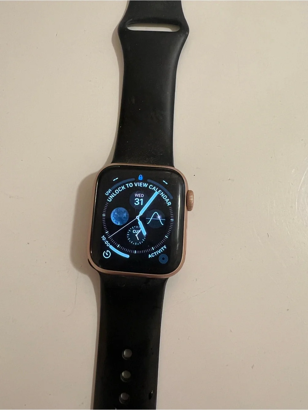 Apple Watch Series -5 Black Sport Band, Gold Case. 44mm